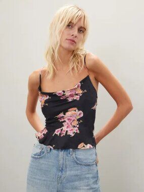 LOVESHACKFANCY Valetta Tank Silk Floral Top XL